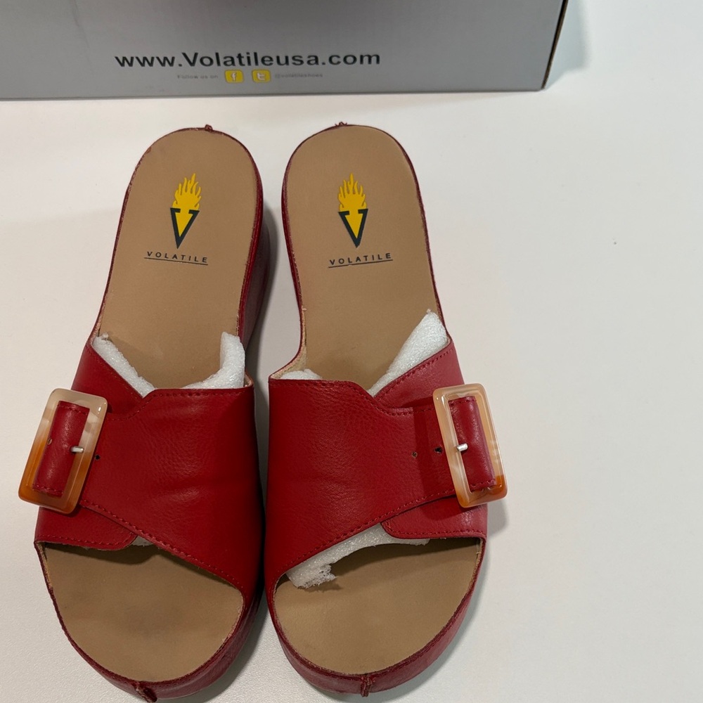 Volatile Red Buckle slip on sandals - Picture 2 of 3